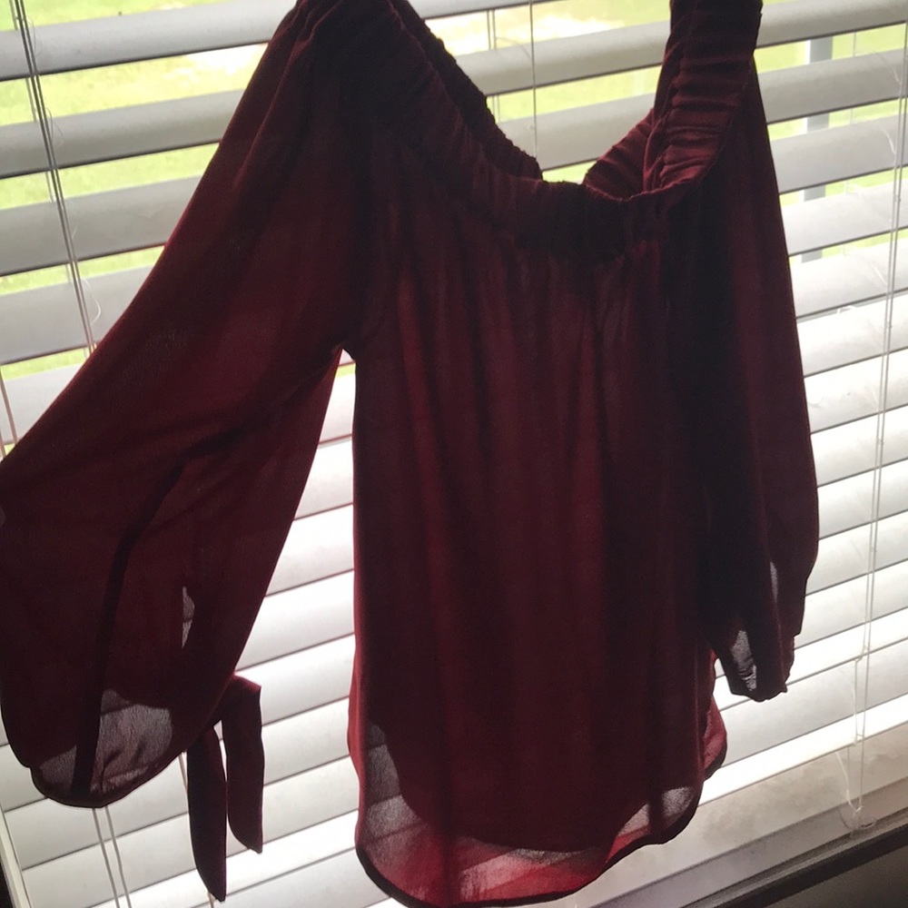 Red strapless top from express